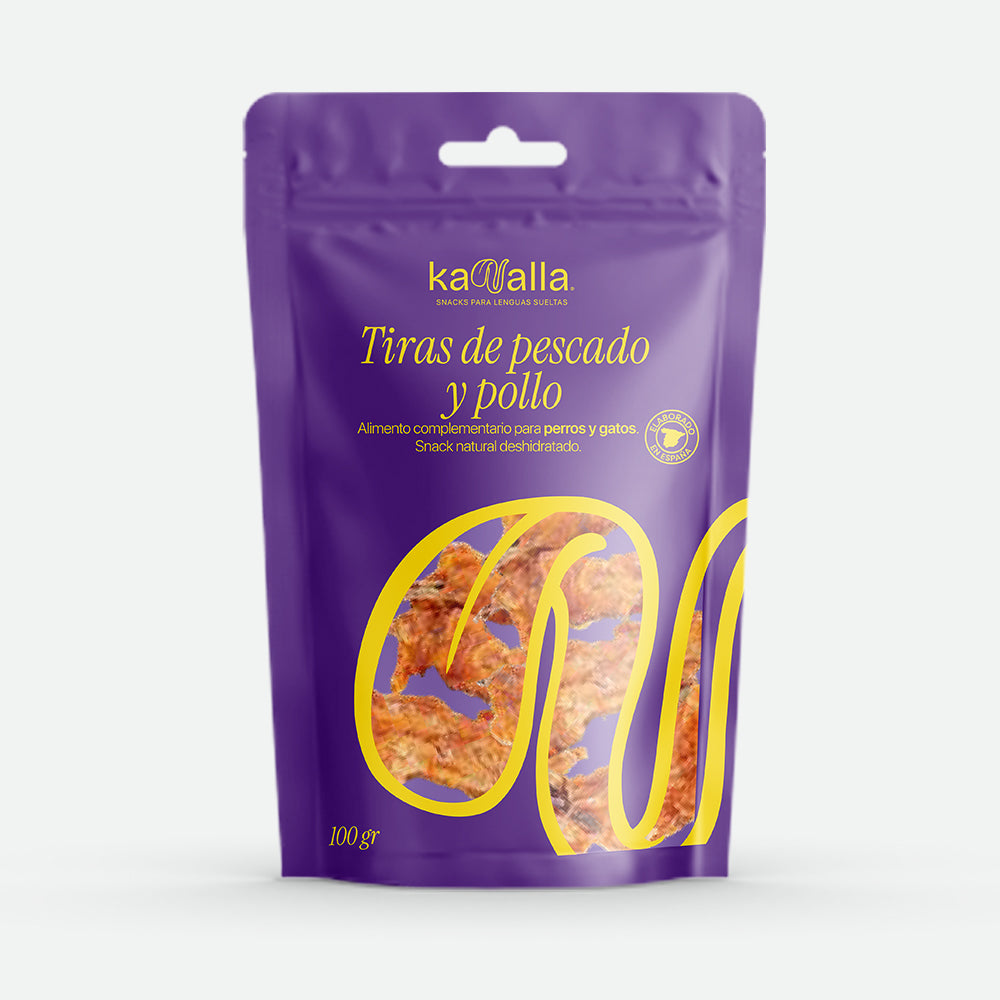 Kanalla Tiras de pescado con pollo - 100 gr.