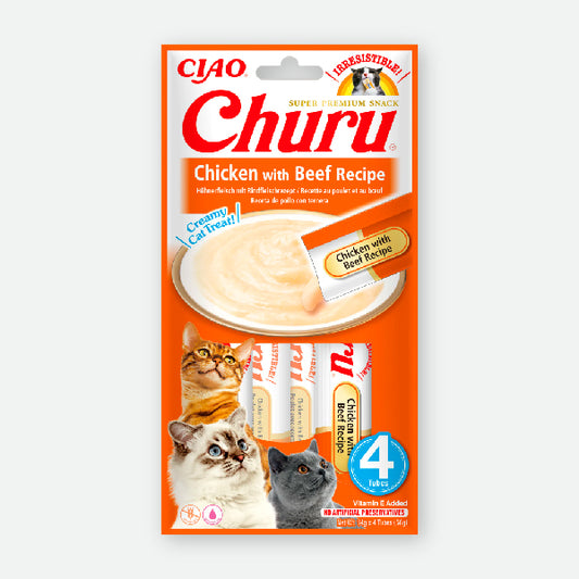 Churu Receta de pollo con ternera - 4 x 14 gr.