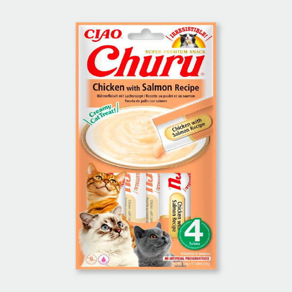 Churu Receta de pollo con salmón - 4 x 14 gr.