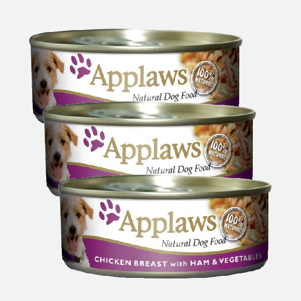 Pack: 3 latas Applaws Pollo y jamón - 3 x 156 gr.