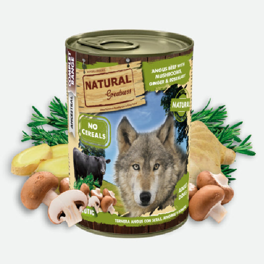 Natural Greatness Ternera Angus con Setas - Lata 400 gr - Snackbar Vidanimal