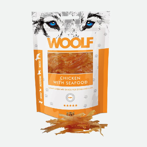 Woolf Snacks Pollo y marisco - Snackbar Vidanimal