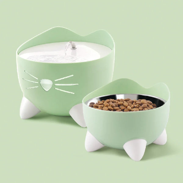 Catit PIXI Combo Fuente para Gatos 2,5 L y comedero - Verde