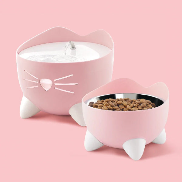 Catit PIXI Combo Fuente para Gatos 2,5 L y comedero - Rosa