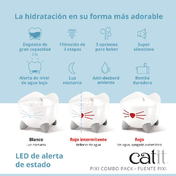 Catit PIXI Combo Fuente para Gatos 2,5 L y comedero - Verde