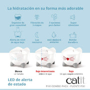 Catit PIXI Combo Fuente para Gatos 2,5 L y comedero - Rosa