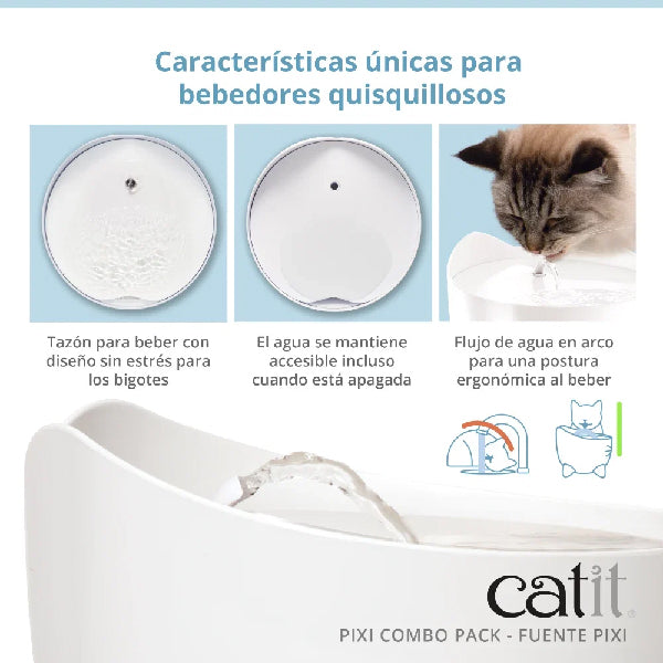 Catit PIXI Combo Fuente para Gatos 2,5 L y comedero - Verde