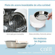 Catit PIXI Combo Fuente para Gatos 2,5 L y comedero - Rosa
