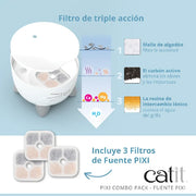 Catit PIXI Combo Fuente para Gatos 2,5 L y comedero - Rosa