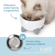 Catit PIXI Combo Fuente para Gatos 2,5 L y comedero - Rosa