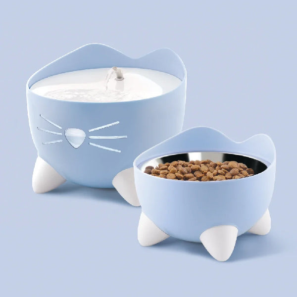 Catit PIXI Combo Fuente para Gatos 2,5 L y comedero - Azul