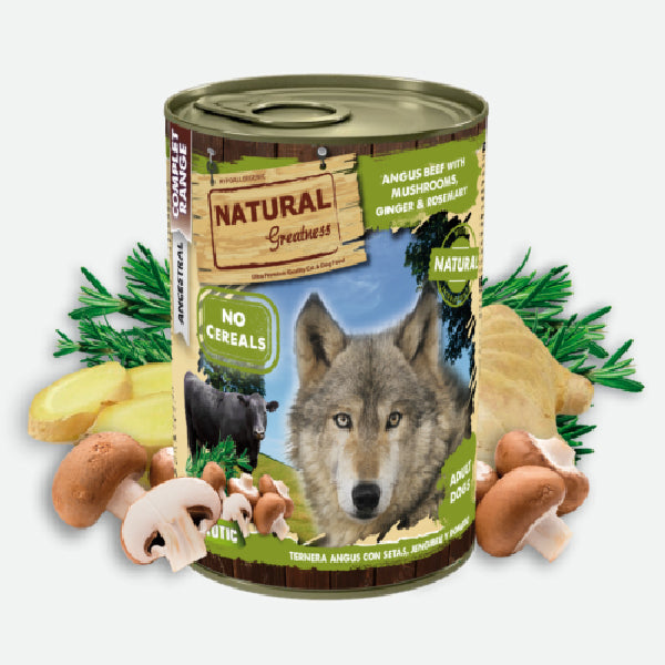 Natural Greatness Ternera Angus con Setas - Lata 400 gr - Snackbar Vidanimal